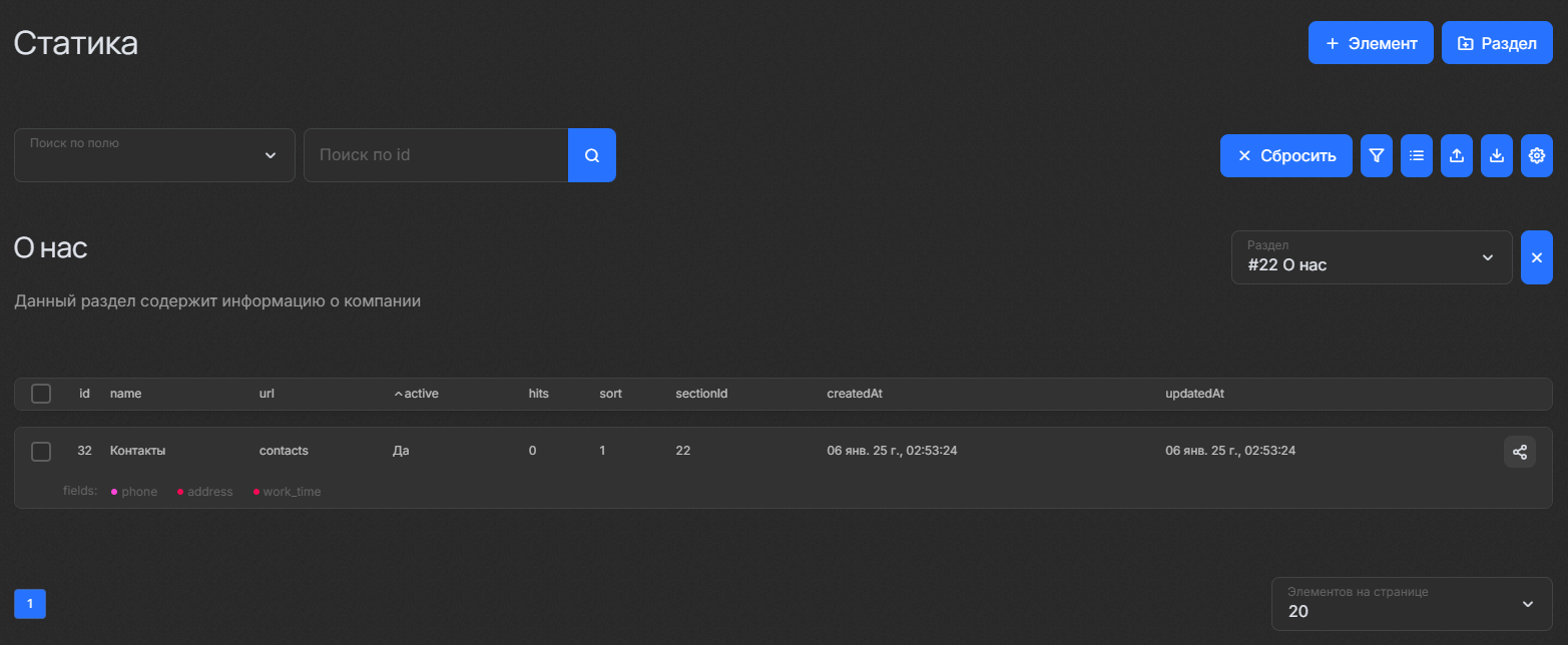 Элементы коллекции